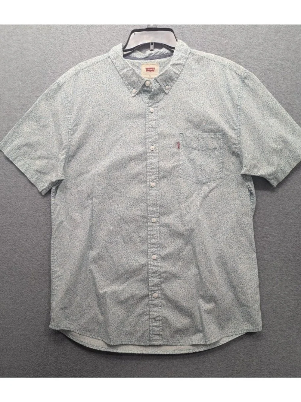 Levis Shirt Mens XL Blue Floral Print Short Sleeve Button Down Cotton Casual